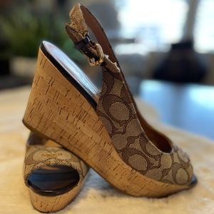 Coach Slingback Espadrille Wedges 7.5